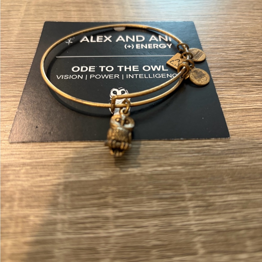 Alex and Ani Gold Owl Charm Bangle Bracelet